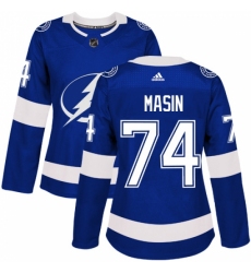 Women's Adidas Tampa Bay Lightning #74 Dominik Masin Authentic Royal Blue Home NHL Jersey
