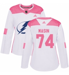 Women's Adidas Tampa Bay Lightning #74 Dominik Masin Authentic White/Pink Fashion NHL Jersey