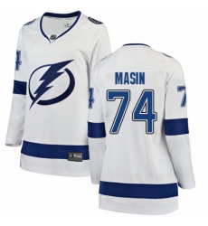 Women's Tampa Bay Lightning #74 Dominik Masin Fanatics Branded White Away Breakaway NHL Jersey