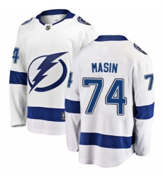 Youth Tampa Bay Lightning #74 Dominik Masin Fanatics Branded White Away Breakaway NHL Jersey