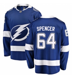 Men's Tampa Bay Lightning #64 Matthew Spencer Fanatics Branded Blue Home Breakaway NHL Jersey