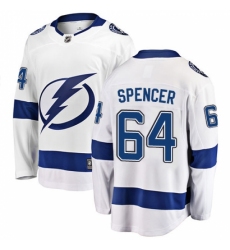 Men's Tampa Bay Lightning #64 Matthew Spencer Fanatics Branded White Away Breakaway NHL Jersey