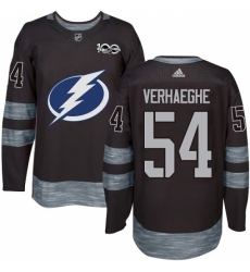 Men's Adidas Tampa Bay Lightning #54 Carter Verhaeghe Authentic Black 1917-2017 100th Anniversary NHL Jersey