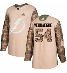 Men's Adidas Tampa Bay Lightning #54 Carter Verhaeghe Authentic Camo Veterans Day Practice NHL Jersey