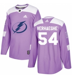 Men's Adidas Tampa Bay Lightning #54 Carter Verhaeghe Authentic Purple Fights Cancer Practice NHL Jersey