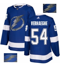 Men's Adidas Tampa Bay Lightning #54 Carter Verhaeghe Authentic Royal Blue Fashion Gold NHL Jersey