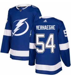 Men's Adidas Tampa Bay Lightning #54 Carter Verhaeghe Authentic Royal Blue Home NHL Jersey