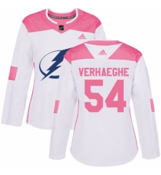 Women's Adidas Tampa Bay Lightning #54 Carter Verhaeghe Authentic White/Pink Fashion NHL Jersey