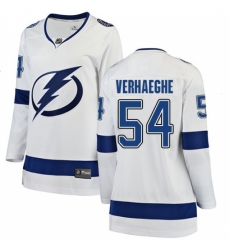 Women's Tampa Bay Lightning #54 Carter Verhaeghe Fanatics Branded White Away Breakaway NHL Jersey