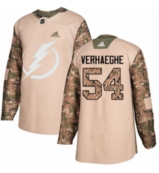 Youth Adidas Tampa Bay Lightning #54 Carter Verhaeghe Authentic Camo Veterans Day Practice NHL Jersey