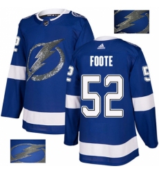 Men's Adidas Tampa Bay Lightning #52 Callan Foote Authentic Royal Blue Fashion Gold NHL Jersey