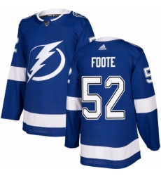 Men's Adidas Tampa Bay Lightning #52 Callan Foote Authentic Royal Blue Home NHL Jersey