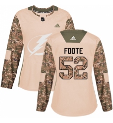 Women's Adidas Tampa Bay Lightning #52 Callan Foote Authentic Camo Veterans Day Practice NHL Jersey