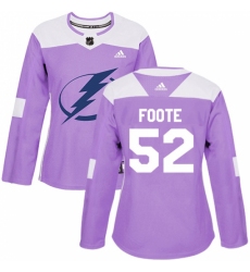 Women's Adidas Tampa Bay Lightning #52 Callan Foote Authentic Purple Fights Cancer Practice NHL Jersey