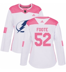 Women's Adidas Tampa Bay Lightning #52 Callan Foote Authentic White/Pink Fashion NHL Jersey