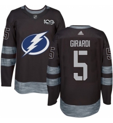 Men's Adidas Tampa Bay Lightning #5 Dan Girardi Authentic Black 1917-2017 100th Anniversary NHL Jersey