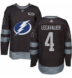 Men's Adidas Tampa Bay Lightning #4 Vincent Lecavalier Authentic Black 1917-2017 100th Anniversary NHL Jersey
