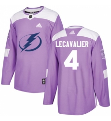 Men's Adidas Tampa Bay Lightning #4 Vincent Lecavalier Authentic Purple Fights Cancer Practice NHL Jersey