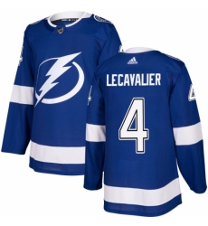 Men's Adidas Tampa Bay Lightning #4 Vincent Lecavalier Authentic Royal Blue Home NHL Jersey