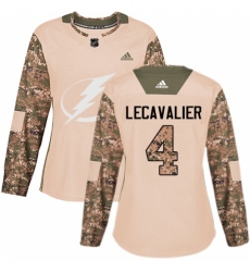 Women's Adidas Tampa Bay Lightning #4 Vincent Lecavalier Authentic Camo Veterans Day Practice NHL Jersey