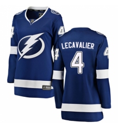 Women's Tampa Bay Lightning #4 Vincent Lecavalier Fanatics Branded Royal Blue Home Breakaway NHL Jersey