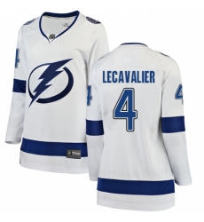 Women's Tampa Bay Lightning #4 Vincent Lecavalier Fanatics Branded White Away Breakaway NHL Jersey
