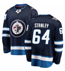 Men's Winnipeg Jets #64 Logan Stanley Fanatics Branded Navy Blue Home Breakaway NHL Jersey