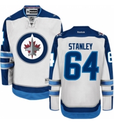 Women's Reebok Winnipeg Jets #64 Logan Stanley Authentic White Away NHL Jersey