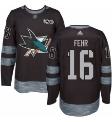 Men's Adidas San Jose Sharks #16 Eric Fehr Authentic Black 1917-2017 100th Anniversary NHL Jersey