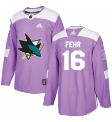 Men's Adidas San Jose Sharks #16 Eric Fehr Authentic Purple Fights Cancer Practice NHL Jersey