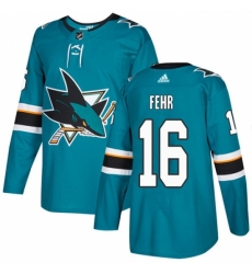 Men's Adidas San Jose Sharks #16 Eric Fehr Authentic Teal Green Home NHL Jersey