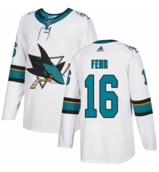 Men's Adidas San Jose Sharks #16 Eric Fehr Authentic White Away NHL Jersey