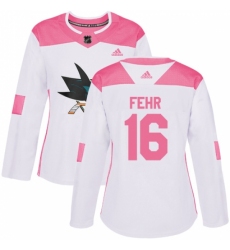 Women's Adidas San Jose Sharks #16 Eric Fehr Authentic White Pink Fashion NHL Jersey