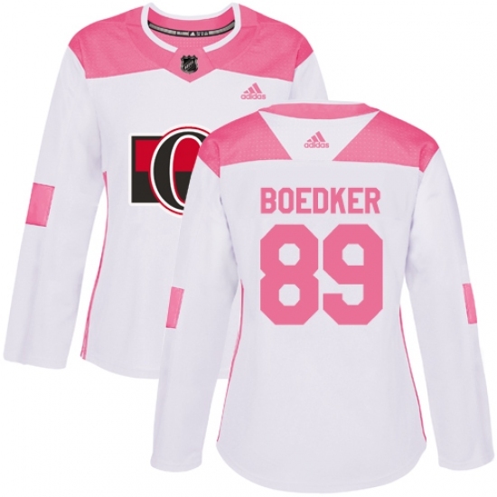 Women's Adidas Ottawa Senators #89 Mikkel Boedker Authentic White Pink Fashion NHL Jersey Women's Adidas Ottawa Senators #89 Mikkel Boedker Authentic White Pink Fashion NHL Jersey