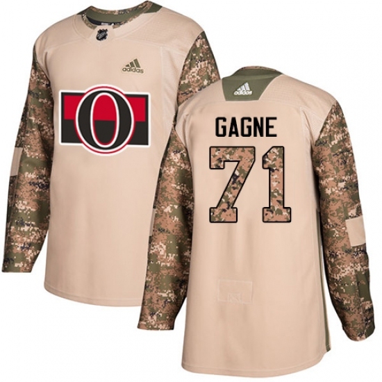Men's Adidas Ottawa Senators #71 Gabriel Gagne Authentic Camo Veterans Day Practice NHL Jersey Men's Adidas Ottawa Senators #71 Gabriel Gagne Authentic Camo Veterans Day Practice NHL Jersey