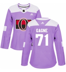Women's Adidas Ottawa Senators #71 Gabriel Gagne Authentic Purple Fights Cancer Practice NHL Jersey Women's Adidas Ottawa Senators #71 Gabriel Gagne Authentic Purple Fights Cancer Practice NHL Jersey