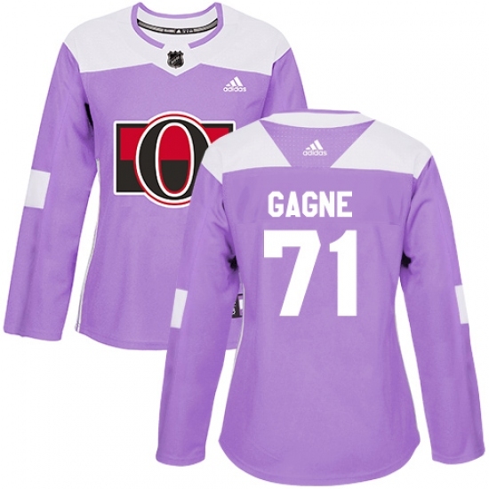 Women's Adidas Ottawa Senators #71 Gabriel Gagne Authentic Purple Fights Cancer Practice NHL Jersey Women's Adidas Ottawa Senators #71 Gabriel Gagne Authentic Purple Fights Cancer Practice NHL Jersey