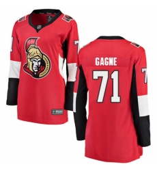 Women's Ottawa Senators #71 Gabriel Gagne Fanatics Branded Red Home Breakaway NHL Jersey