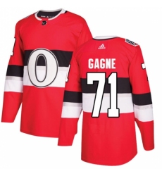 Youth Adidas Ottawa Senators #71 Gabriel Gagne Authentic Red 2017 100 Classic NHL Jersey