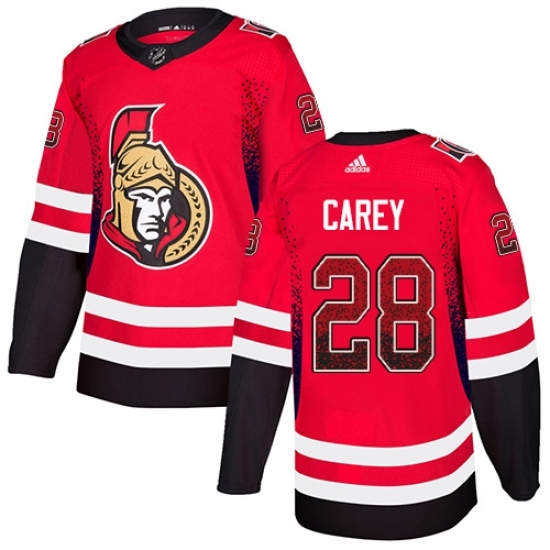 Men's Adidas Ottawa Senators #28 Paul Carey Authentic Red Drift Fashion NHL Jersey Men's Adidas Ottawa Senators #28 Paul Carey Authentic Red Drift Fashion NHL Jersey