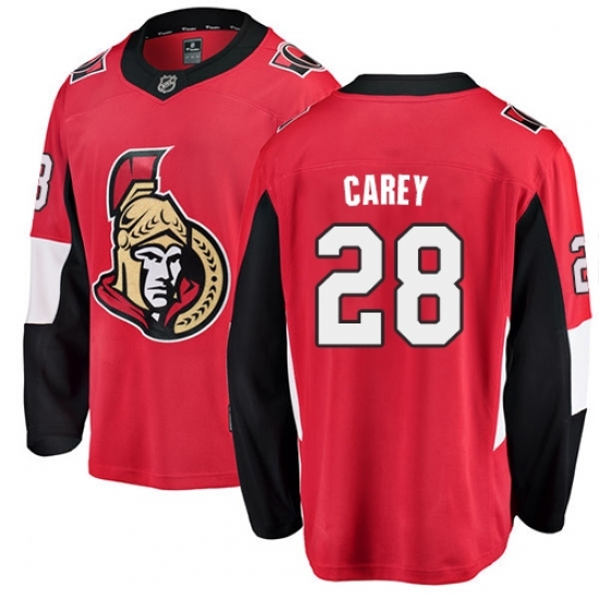 Men's Ottawa Senators #28 Paul Carey Fanatics Branded Red Home Breakaway NHL Jersey Men's Ottawa Senators #28 Paul Carey Fanatics Branded Red Home Breakaway NHL Jersey
