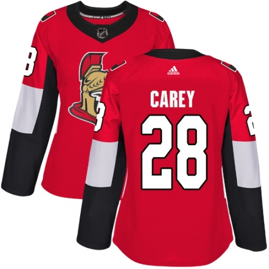 Women's Adidas Ottawa Senators #28 Paul Carey Premier Red Home NHL Jersey Women's Adidas Ottawa Senators #28 Paul Carey Premier Red Home NHL Jersey