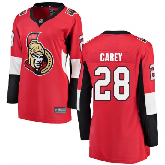Women's Ottawa Senators #28 Paul Carey Fanatics Branded Red Home Breakaway NHL Jersey Women's Ottawa Senators #28 Paul Carey Fanatics Branded Red Home Breakaway NHL Jersey