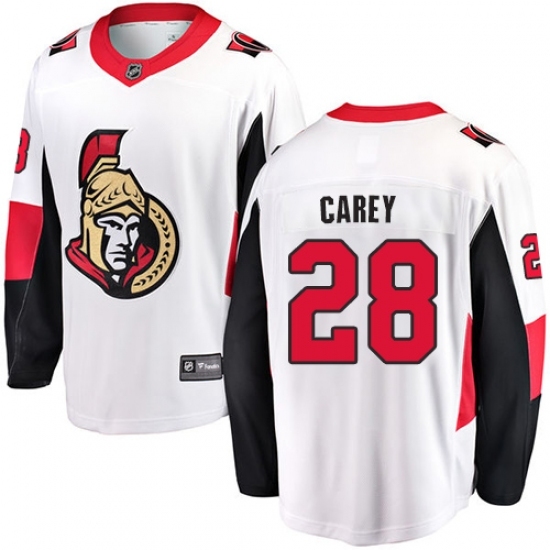 Youth Ottawa Senators #28 Paul Carey Fanatics Branded White Away Breakaway NHL Jersey Youth Ottawa Senators #28 Paul Carey Fanatics Branded White Away Breakaway NHL Jersey