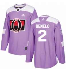 Men's Adidas Ottawa Senators #2 Dylan DeMelo Authentic Purple Fights Cancer Practice NHL Jersey