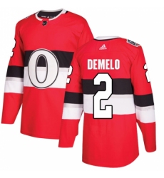 Men's Adidas Ottawa Senators #2 Dylan DeMelo Authentic Red 2017 100 Classic NHL Jersey