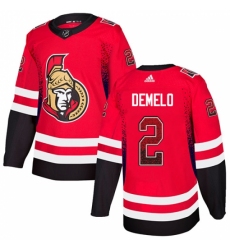 Men's Adidas Ottawa Senators #2 Dylan DeMelo Authentic Red Drift Fashion NHL Jersey