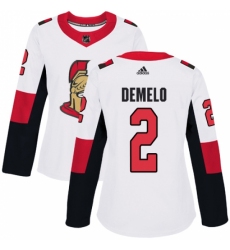 Women's Adidas Ottawa Senators #2 Dylan DeMelo Authentic White Away NHL Jersey
