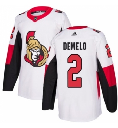 Youth Adidas Ottawa Senators #2 Dylan DeMelo Authentic White Away NHL Jersey