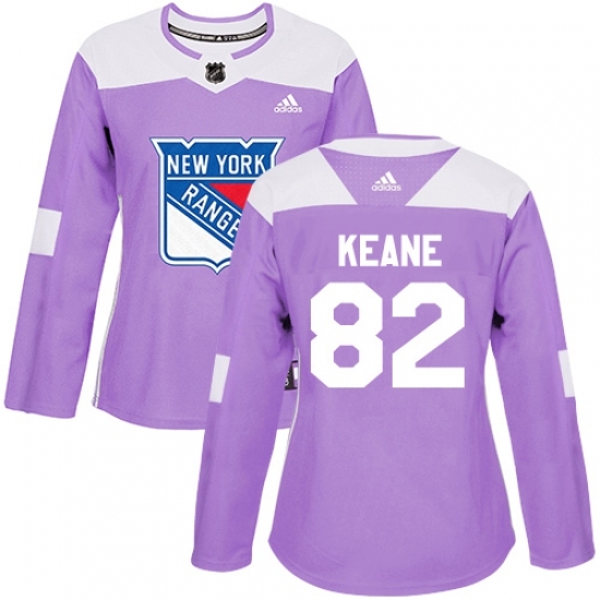 Women's Adidas New York Rangers #82 Joey Keane Authentic Purple Fights Cancer Practice NHL Jersey Women's Adidas New York Rangers #82 Joey Keane Authentic Purple Fights Cancer Practice NHL Jersey